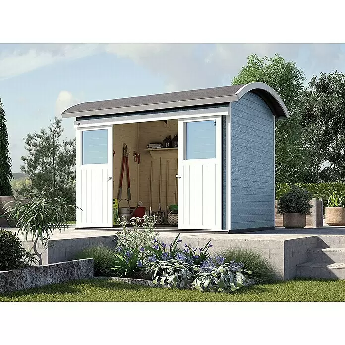 Weka Gerätehaus 228 - 241 x 344 cm, Holz, 6,343 m², Wandstärke: 21 mm - Stimmungsaufnahme