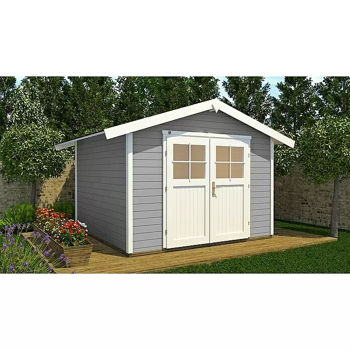 Weka Gartenhaus 122 - Holz, Grau/Weiß, Grundfläche: 4,941 m² - Stimmungsaufnahme