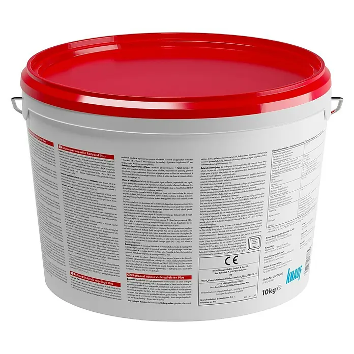 Knauf Rotband Flächenspachtel Plus - 10 kg - Eimer Rotband Flächenspachtel Plus: Hochwertige Spachtelmasse für glatte Oberflächen im Innenbereich, ideal für Renovierungen und Neubauten.