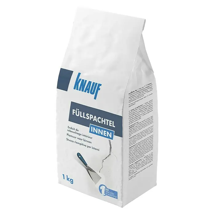 Knauf Füllspachtel - 1 kg - Eine 1-kg-Packung Knauf Füllspachtel Innen, ideal zum Ausbessern von Innenräumen. Der Füllspachtel sorgt für glatte, perfekte Oberflächen.
