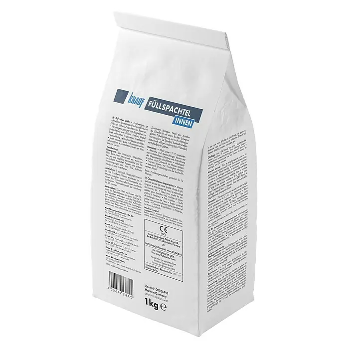 Knauf Füllspachtel - 1 kg - Sack mit Knauf Füllspachtel Innen zum Füllen von Löchern, Ausgleichen von Unebenheiten, Modellieren. Anmachfertig und einfach mit Wasser anzurühren.
