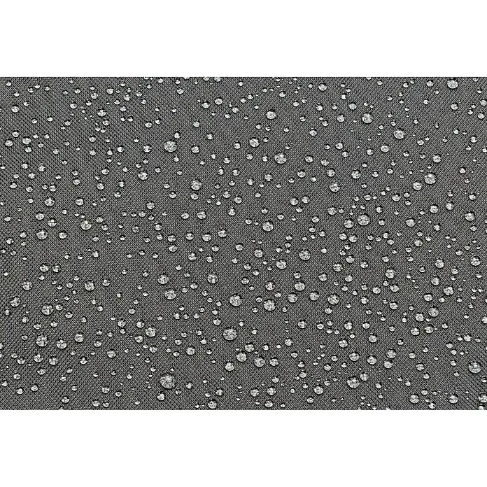 Sunfun Funda protectora para banco - L x An x Al: 75 x 160 x 80 cm, Poliéster, 160 g/m², Negro - Primer plano de un tejido gris hidrófugo con gotas de agua. Ideal para equipos de exterior.