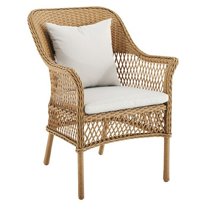 Sunfun Gartensessel SophieB x T x H: 64 x 65,5 x 87,5 cm, Kunststoffgeflecht, Beige, Stapelbar Diagonal View