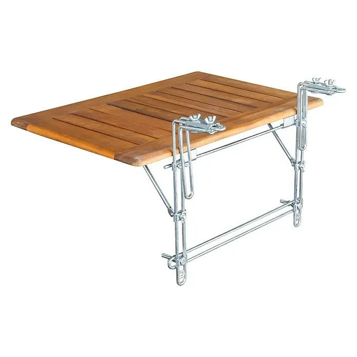 Sunfun Balkontisch - L x B x H: 40 x 60 x 1,5 cm, Akazie, Klappbar, Rechteckig, Natur - Klapptisch aus Holz mit verchromtem Gestell, ideal für kleine Räume. Praktische und stilvolle Lösung für unterwegs.