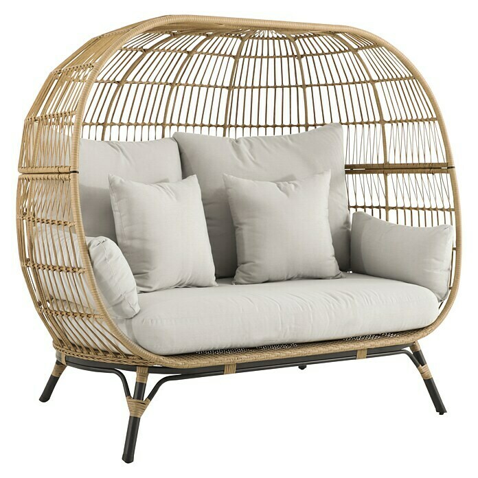 Sunfun Loungesessel Nest SophieB x T x H: 173 x 109 x 151 cm, Polyrattan, Beige Diagonal View