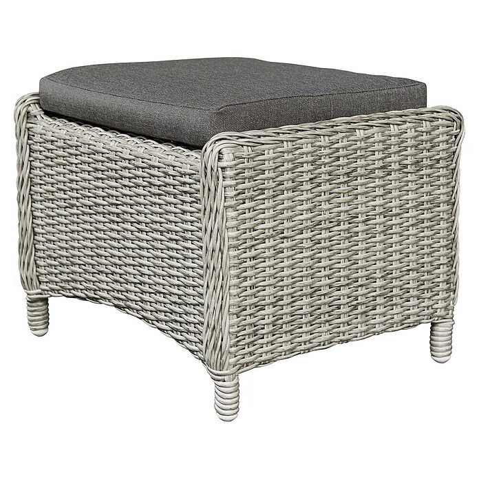 Sunfun Pauline Vrtni tabure Pauline  (Do x Š x V: 50 x 45 x 37 cm, Polyrattan, Sive barve) | 8303 - Loungeset | ICAE - Sommermöbel Loungemöbel | ICA - Sommermöbel | IC - Freizeit im Garten | I - Stadtgarten | BAUHAUS