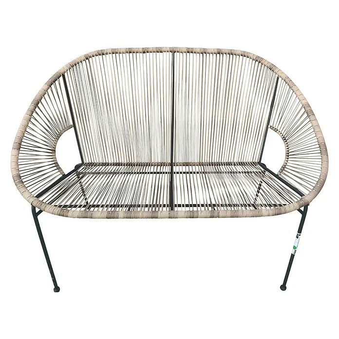 Sunfun Sillón de jardín Fidji - Marrón - En la imagen se muestra un moderno banco de dos plazas cubierto de ratán con estructura gris oscuro, un verdadero atractivo para el jardín o la terraza.