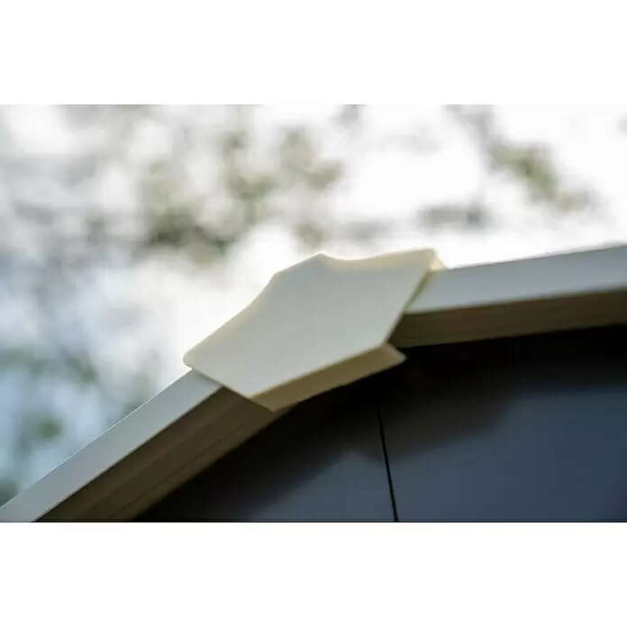 Pergart Gerätehaus Dresden II - 236 cm, 174 cm, Stahl, Creme, Schiefergrau - Detailaufnahme