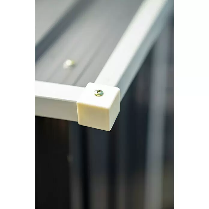 Pergart Gerätehaus Dresden II - 236 cm, 174 cm, Stahl, Creme, Schiefergrau - Detailaufnahme