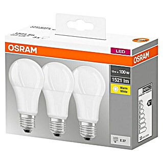 Osram LED-Lampe Glühlampenform E27 matt (13 W, E27, Warmweiß, Nicht Dimmbar, 3 Stk.)