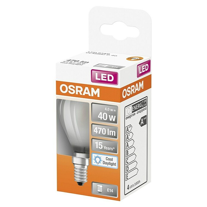 Osram Retrofit LED-Lampe Tropfenform E14 matt (E14, Nicht Dimmbar, Tageslichtweiß, 470 lm, 4 W, Matt) | BAUHAUS