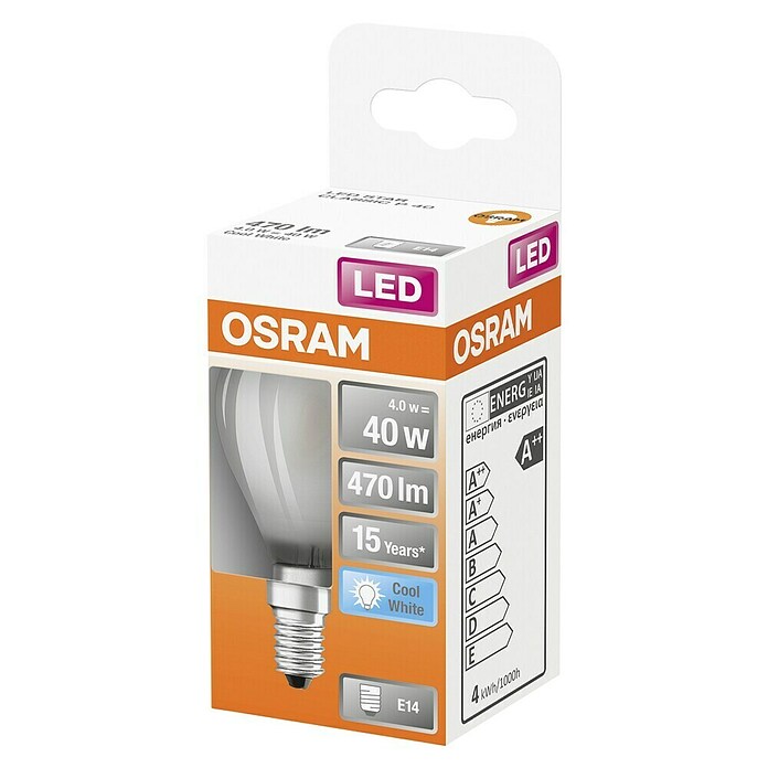 Osram Retrofit LED-Lampe Tropfenform E14 matt (E14, Nicht Dimmbar, Kaltweiß, 470 lm, 4 W, Matt) | BAUHAUS