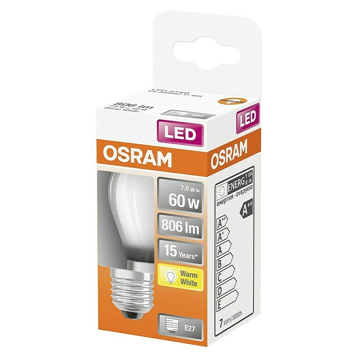 Osram Retrofit LED-Lampe Classic P 60 (E27, Nicht Dimmbar, Warmweiß, 806 lm, 7 W) | BAUHAUS