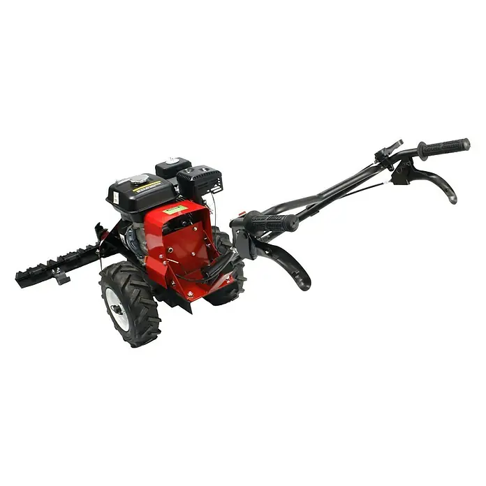 Motosegadora 7HP - 4,1 kW, 212 cm³ - La imagen muestra un motocultor rojo, una máquina de jardín versátil para la preparación del suelo y otras tareas agrícolas.