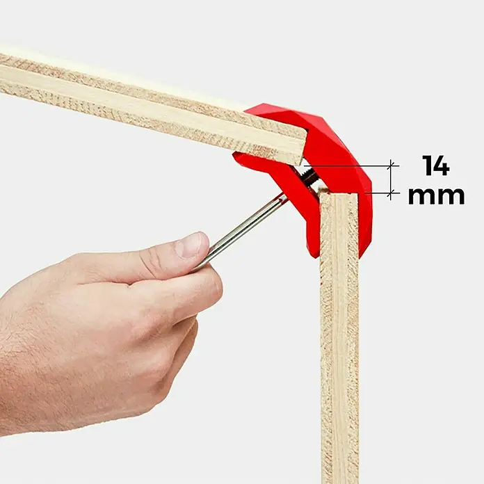 Playwood Sistema de unión - Ángulo: 105 °, Rojo tráfico, 4 ud. - Abrazadera de esquina para carpintería. Montaje fácil y preciso de tablas de madera en un ángulo de 90 grados.