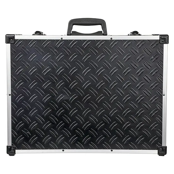 Wisent Werkzeugkoffer-Set TC Deluxe 3 in 1 - Geeignet für: Werkzeugaufbewahrung, Ohne Werkzeug, 3 Stk. - Abbildung eines schwarzen Werkzeugkoffers mit silbernen Akzenten und einem Griff.