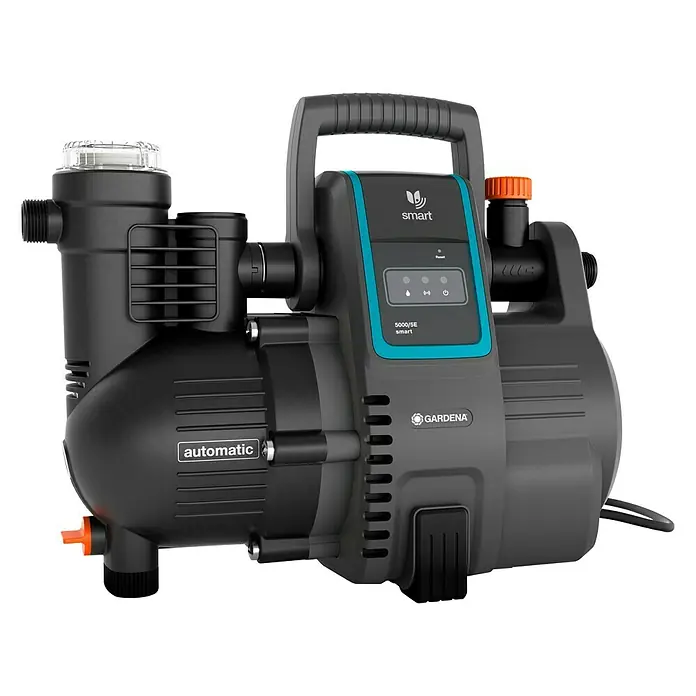 Gardena Smart system Hauswasserautomat smart Pressure Pump - 1.300 W, Max. Fördermenge: 5.000 l/h, Max. Druck: 5 bar - Abbildung einer Gardena Smart 5000/5E Gartenpumpe, ideal für die automatische Wasserversorgung im Haus und Garten.