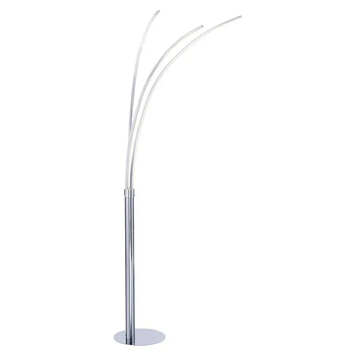 Just Light Lámpara de pie LED Eva - 80 W, Altura: 215 cm, Cromo, Blanco cálido - La moderna lámpara de pie LED con brazos curvos en aspecto cromado es un verdadero atractivo para los salones y proporciona una luz agradable.