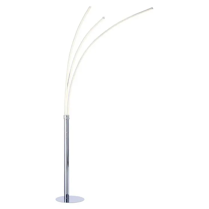 Just Light Lámpara de pie LED Eva - 80 W, Altura: 215 cm, Cromo, Blanco cálido - Elegante lámpara de pie LED con brazos curvos y base cromada. Diseño moderno para una iluminación con estilo en el salón.