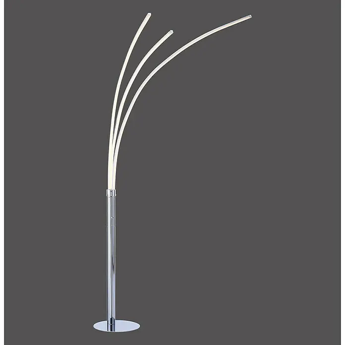 Just Light Lámpara de pie LED Eva - 80 W, Altura: 215 cm, Cromo, Blanco cálido - Elegante lámpara de pie con luces LED curvas y un elegante soporte cromado, creando un ambiente moderno.