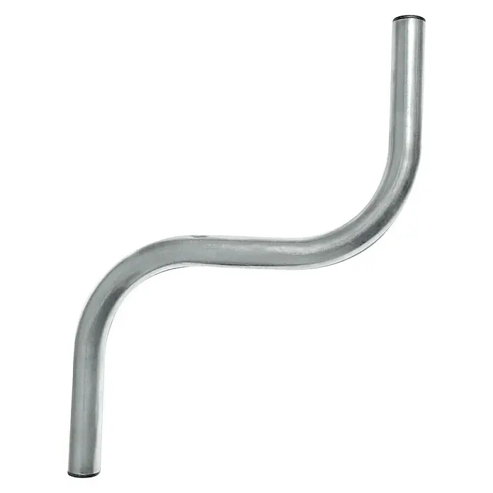 Metronic Brazo curvado S - Ancho: 40 mm, Metal - Tubo metálico curvado y brillante con tapones en los extremos sobre fondo negro. Ideal para la construcción de muebles.