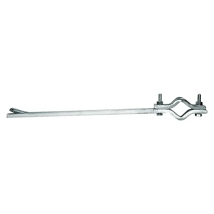 Metronic Brida de fijación empotramiento para pared - 40 x 3 x 45 cm, Metal - Imagen de un soporte de bureta metálico con una pinza cruzada, utilizado en laboratorios para la titulación.