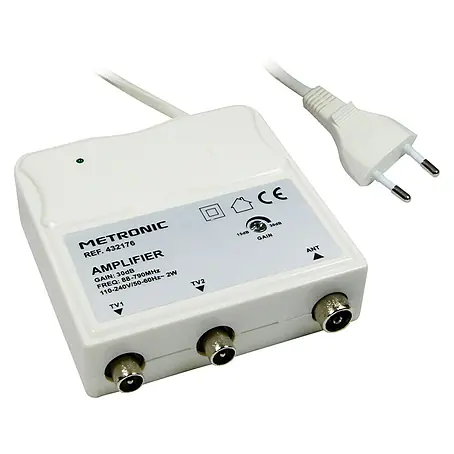 Metronic  Amplificador de conexión doméstico 1IN+2OUT 4G TV+RADIO