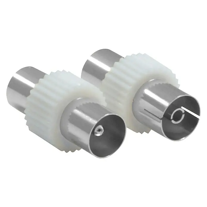 Metronic Racor - 2 ud., Plástico - Dos conectores de antena con anillo blanco, perfectos para conexiones de TV y radio. Transmisión de señal fiable para una visualización sin interrupciones.