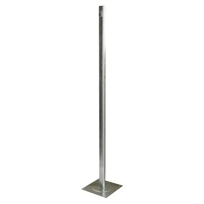 Metronic Base de fijación para terraza - Apto para: Antena - Bolardo plateado con placa base cuadrada, ideal para aplicaciones de seguridad y demarcación interiores y exteriores.