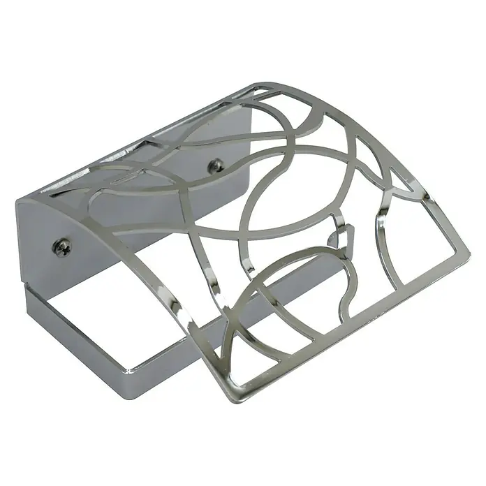 CM Baños Art Dèco Portarrollos papel higiénico - Con tapa, Cromo - Elegante servilletero cromado con un diseño intrincado. Perfecto para la decoración de la mesa y el almacenamiento práctico de servilletas.