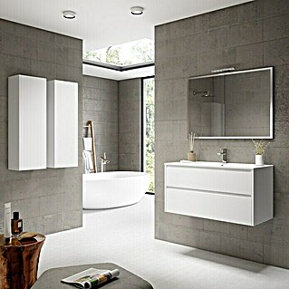 Mueble de lavabo Iris 2C (L x An x Al: 45 x 100 x 50 cm, Blanco Brillo, Brillo)