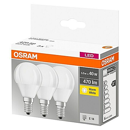 Osram LED-Lampe Tropfenform E14 matt (E14, Nicht Dimmbar, Warmweiß, 470 lm, 5 W)