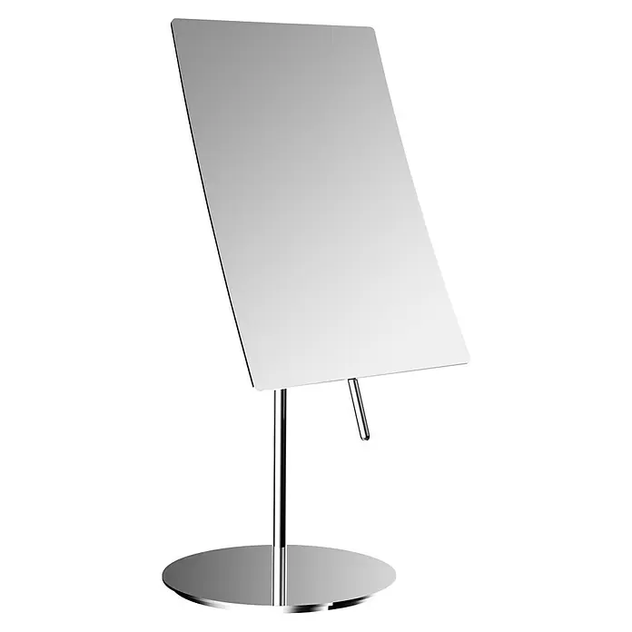 Kosmetikspiegel Colmar 2.0 - Eckig, Chrom, Vergrößerung 1: 300 % - Elegantes, rechteckiges Standspiegel-Design für den modernen Wohnbereich. Das schlanke Metallgestell unterstreicht die Spiegelästhetik.