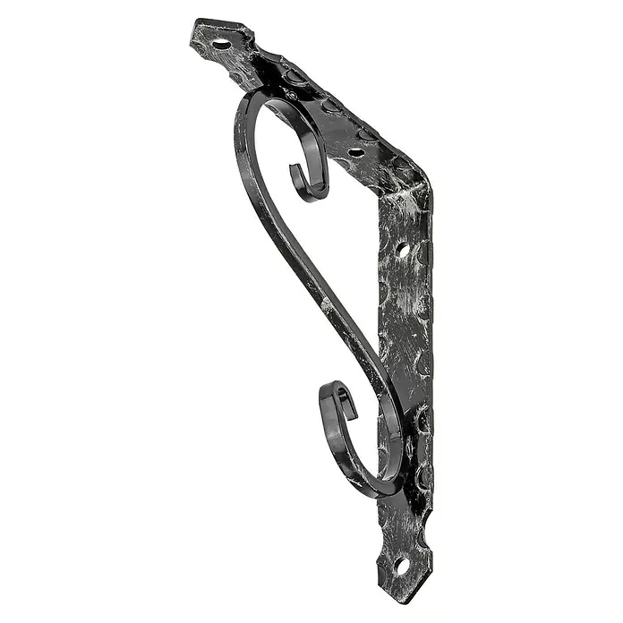 Vormann Konsole - B x L: 21 x 200 mm, Antikschwarz - Metallischer Regalträger mit kunstvollem Design. Ein dekoratives und stabiles Element für die Wandmontage.