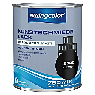 swingcolor Kunstschmiedelack (Schwarz, 750 ml, Stumpfmatt, Außen, Wasserbasiert)