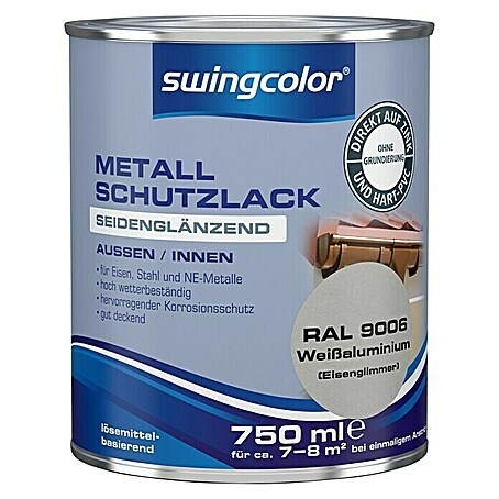swingcolor Metall-Schutzlack (Weißaluminium, 750 ml, Seidenglänzend)