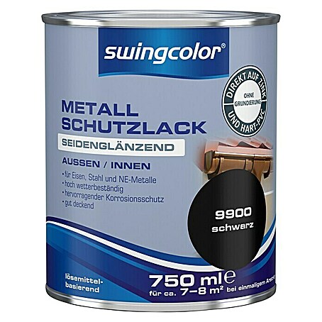 swingcolor Metall-Schutzlack (Schwarz, 750 ml, Seidenglänzend)