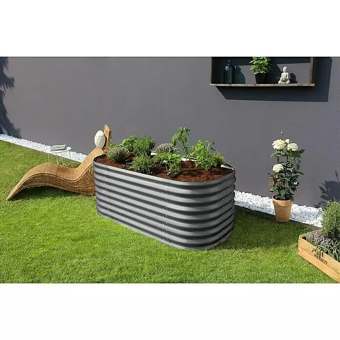 Vitavia Hochbeet Terra 630 - 162 x 82 x 63 cm, Zincalume®, Granit - Stimmungsaufnahme