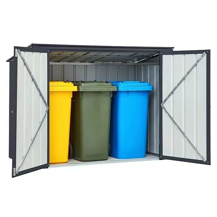 Globel Mülltonnenbox Easy - Stahl, Anthrazit, Geeignet für Anzahl Mülltonnen: 3 Stk., 1,62 m² - Vorderansicht