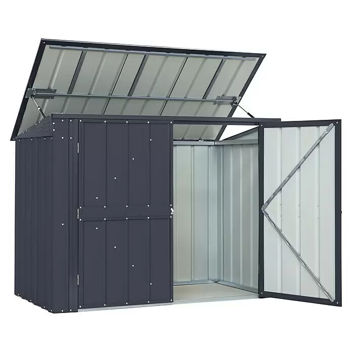 Globel Mülltonnenbox Easy - Stahl, Anthrazit, Geeignet für Anzahl Mülltonnen: 3 Stk., 1,62 m² - Diagonale Ansicht