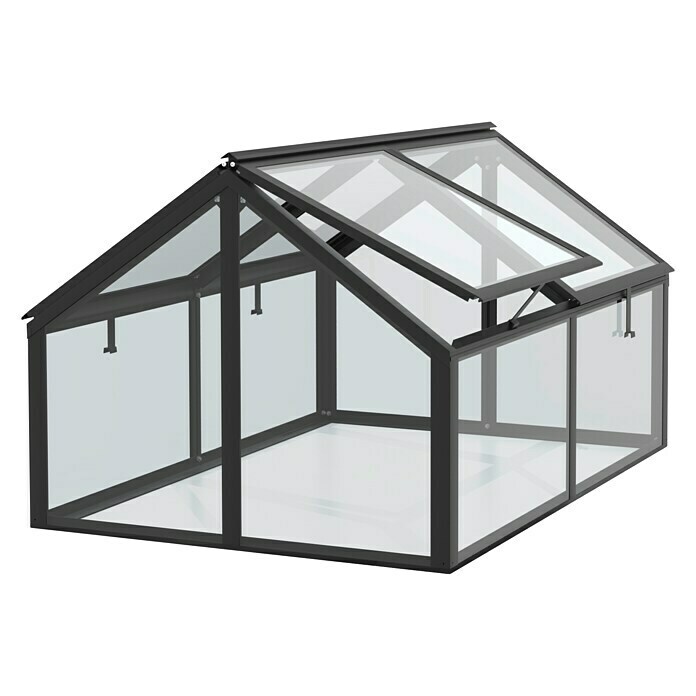 Vitavia Frühbeet Zola124,3 x 89 x 71,3 cm, Schwarz, Sicherheitsglas Diagonal View