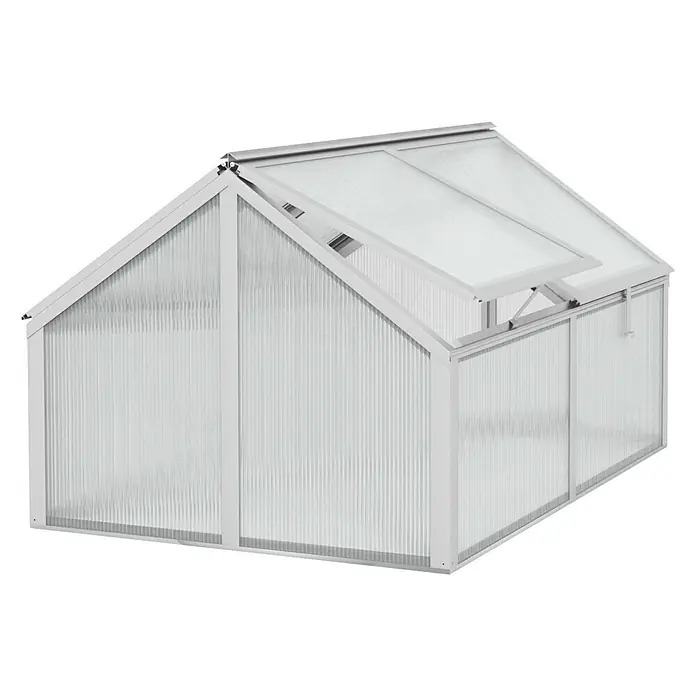 Vitavia Frühbeet Zola - 124,3 x 89 x 71,3 cm, Silber, Polycarbonat - Ein geräumiges Gewächshaus mit einem robusten Rahmen und transparenten Paneelen. Perfekt für den Anbau verschiedener Pflanzenarten im Garten.