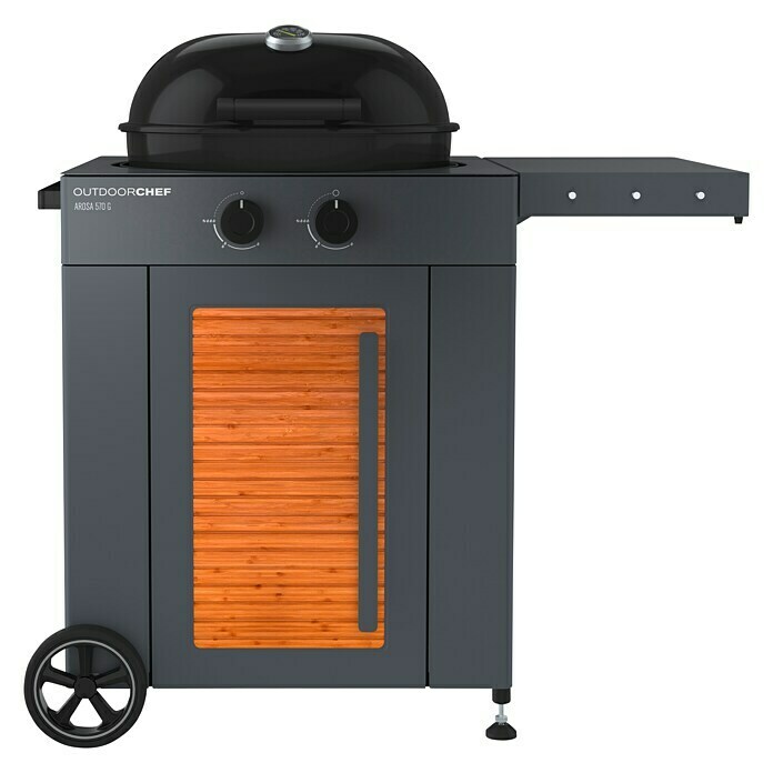 Outdoorchef Gasgrill Arosa 570 G BambooBraun, Anzahl Brenner: 2, Hauptgrillfläche: Ø 54 cm, 9,5 kW Right Side View