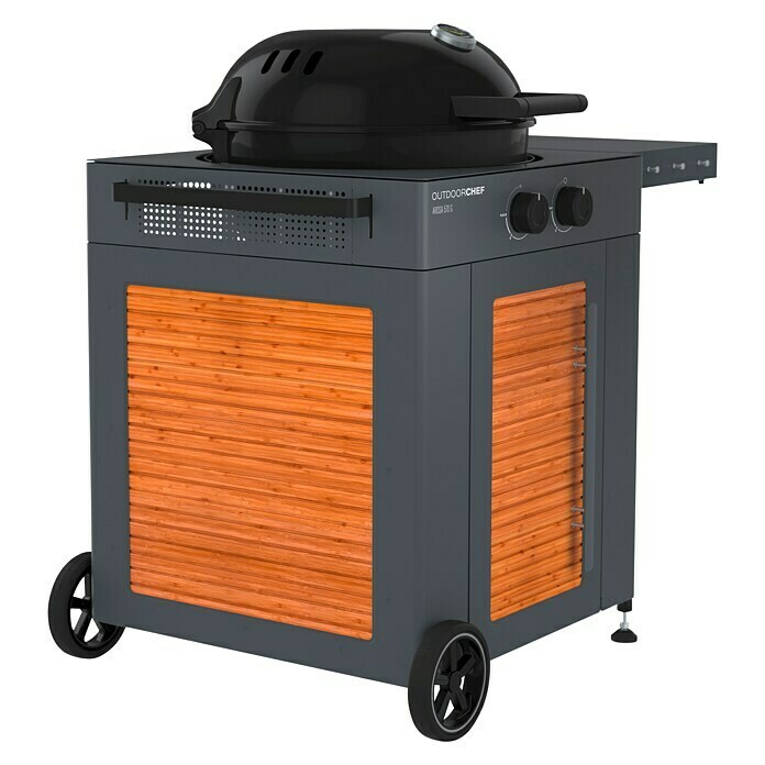 Outdoorchef Gasgrill Arosa 570 G BambooBraun, Anzahl Brenner: 2, Hauptgrillfläche: Ø 54 cm, 9,5 kW Diagonal View