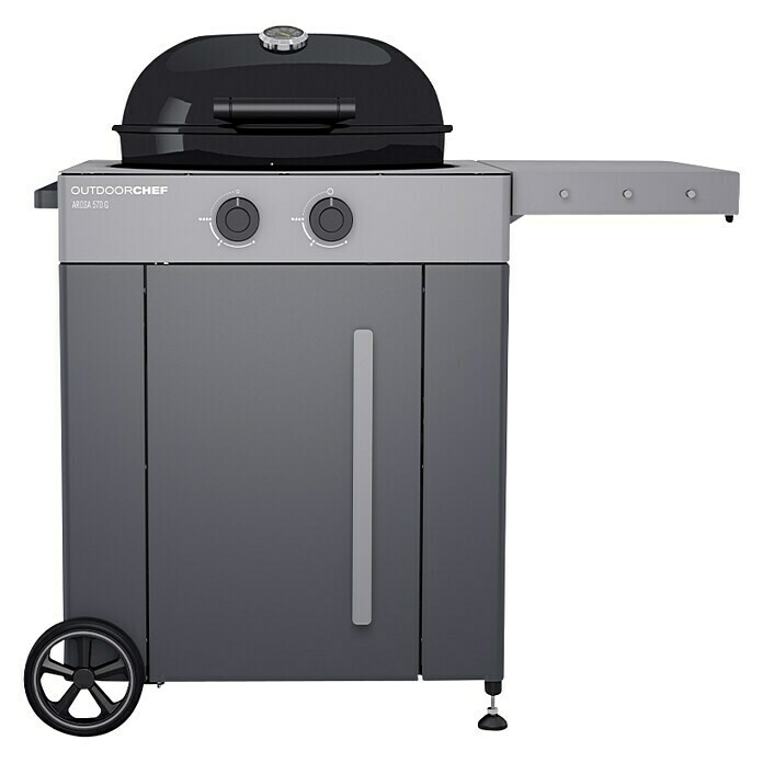 Outdoorchef Gasgrill Arosa 570 G Grey SteelGrau, Anzahl Brenner: 2, Hauptgrillfläche: Ø 54 cm, 9,5 kW Right Side View