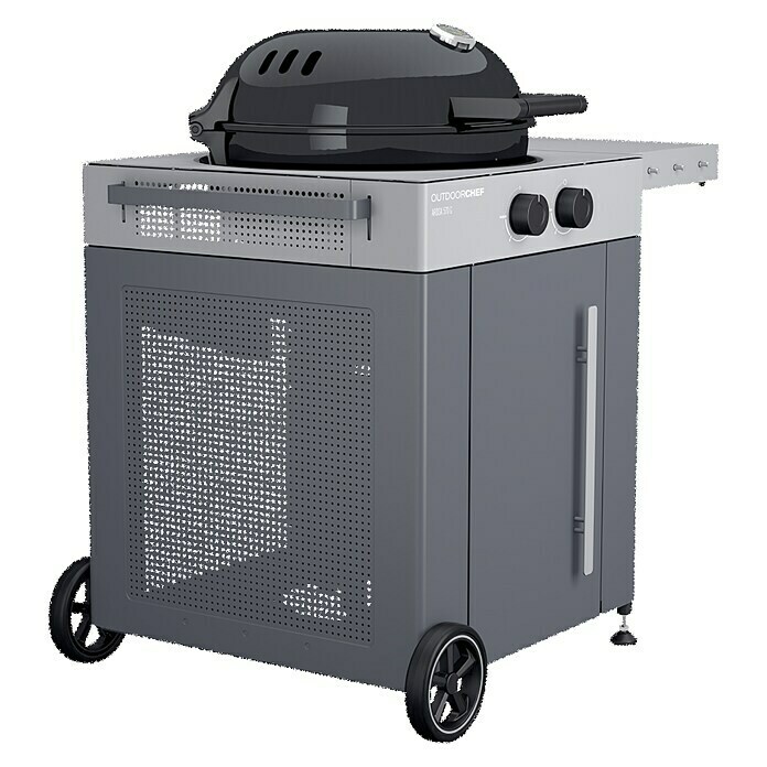 Outdoorchef Gasgrill Arosa 570 G Grey SteelGrau, Anzahl Brenner: 2, Hauptgrillfläche: Ø 54 cm, 9,5 kW Diagonal View