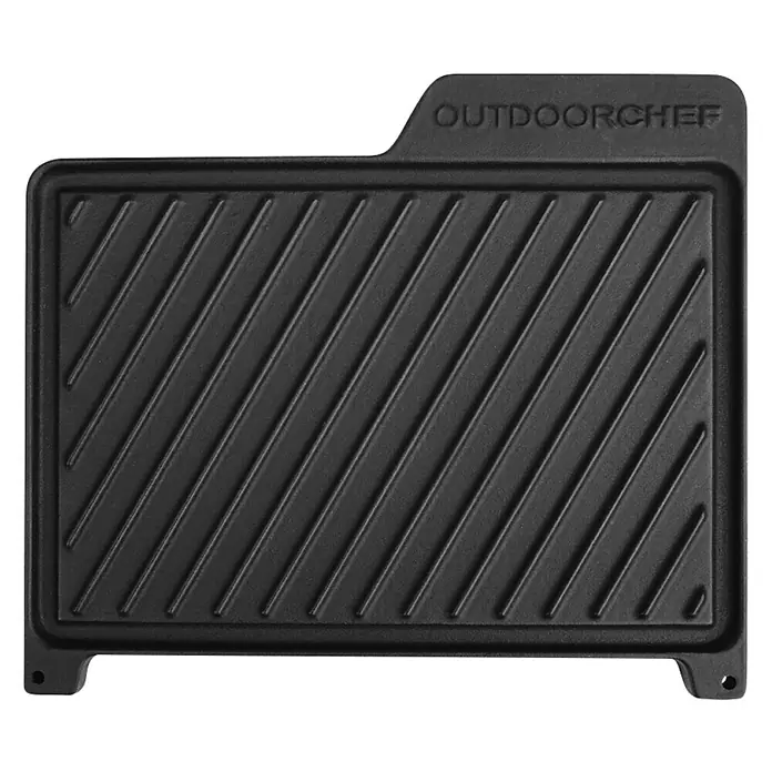 Outdoorchef Grillplatte Lugano - L x B: 27 x 30,5 cm - Schwarze OUTDOORCHEF Grillplatte mit Rillenmuster für authentische Grillspuren. Ideal für Fleisch und Gemüse.
