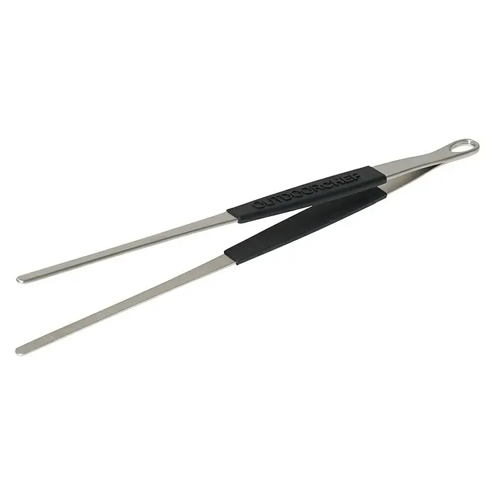 Outdoorchef Grillbesteck - Länge: 45 cm - Outdoorchef Grillzange aus Edelstahl mit schwarzen Griffen, ideal zum sicheren Wenden und Servieren von Grillgut. Robuste Ausführung für den langlebigen Einsatz.