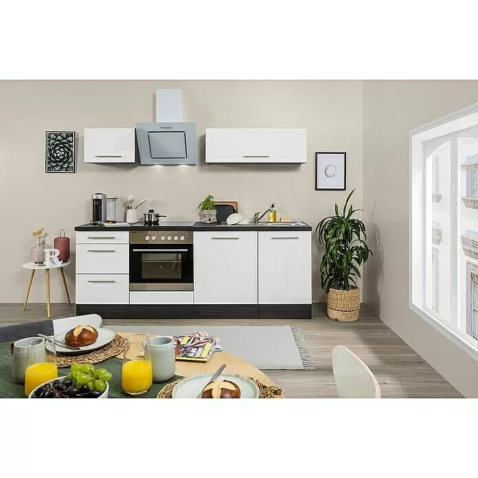 Respekta Premium Küchenzeile RP220EWCBO - Breite: 220 cm, Weiß, Mit Elektrogeräten - Stimmungsaufnahme