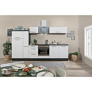 Respekta Premium Küchenzeile RP300EWCBO (Breite: 300 cm, Weiß, Mit Elektrogeräten)